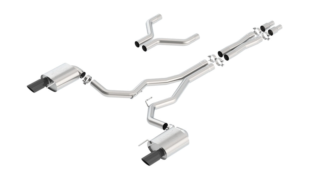 Borla Atak Cat-Back 15-17 Ford Mustang GT 5.0L V8 MT/AT 3in pipe 4in Black Chrome Tips