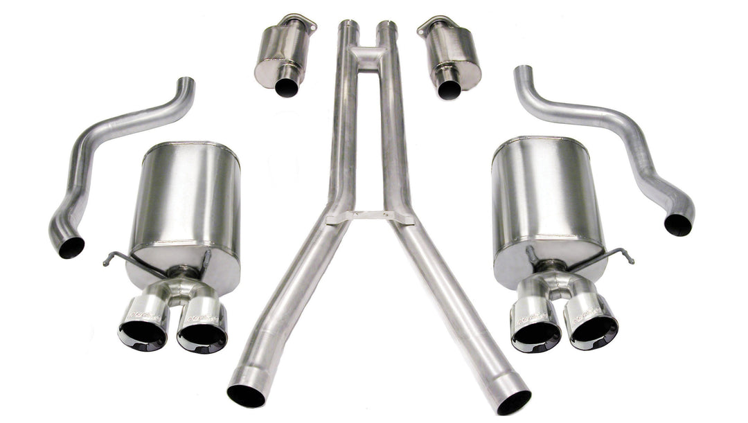 Corsa 2004-2008 Cadillac XLR 4.6L 25in Cat-Back Dual Rear w Twin 35in Black Pro-Series Tips
