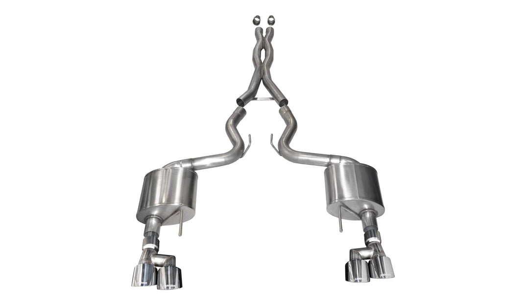Corsa 18-23 Ford Mustang 5.0L V8 3in Sport Cat-Back Dual Rear Exit w/ 4in Black PVD Pro-Series Tips