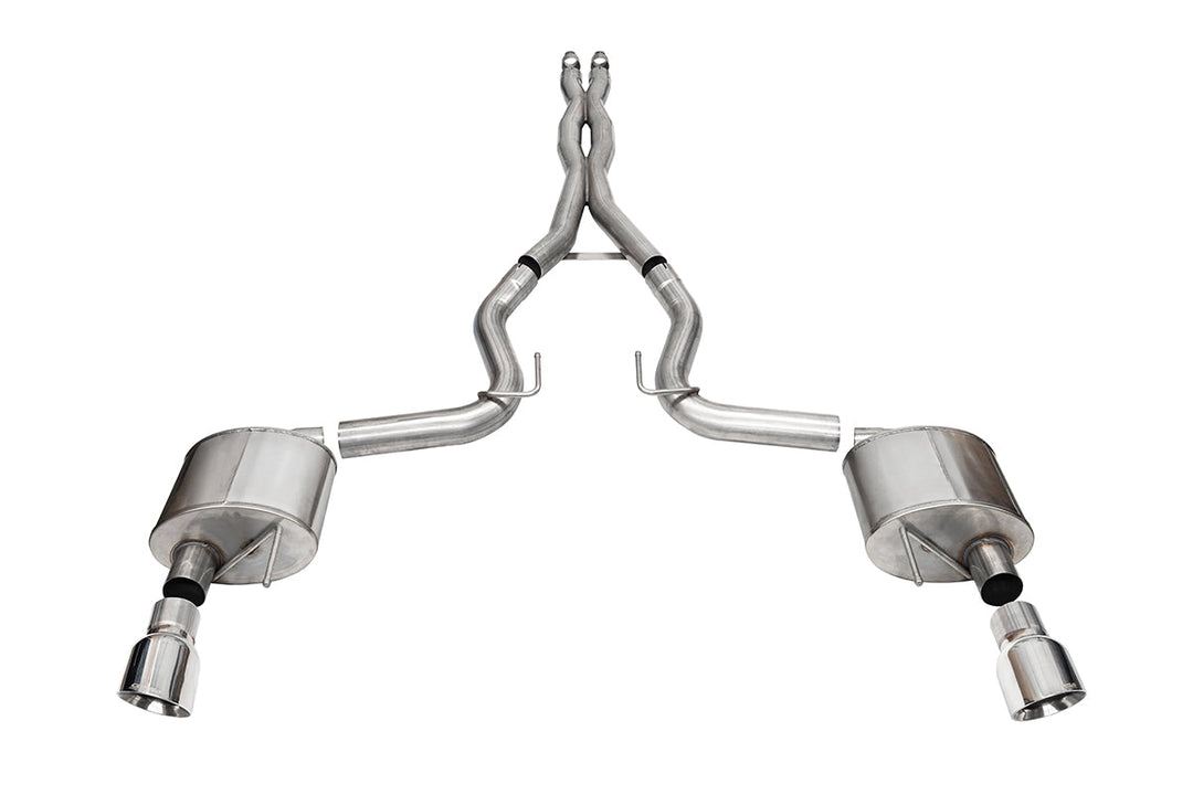 Corsa 24+ Ford MustangGT Sport Cat-Back Ex.Sys 3.0in Dual Rear Exit w/4.5in Blk PVD Pro Series Tips