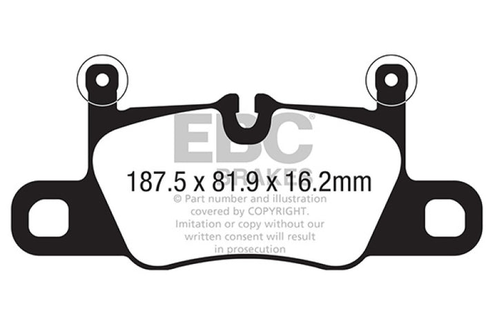 EBC 2016+ Porsche 911 (991/2 w/Cast Iron Rotors) 3.0TT Carrera Redstuff Rear Brake Pads