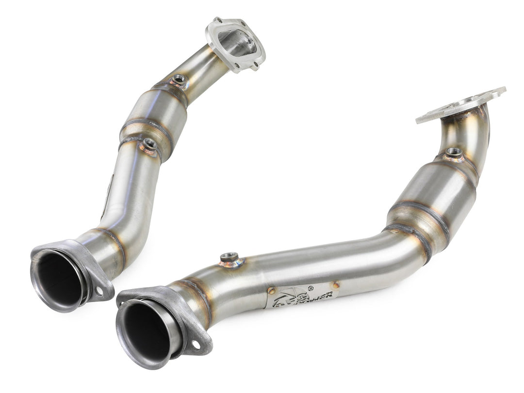 aFe POWER 14-18 Chevrolet Corvette C7 & Z06 Twisted Steel 3in 304 Stainless Steel Mid Pipe w/ Cat