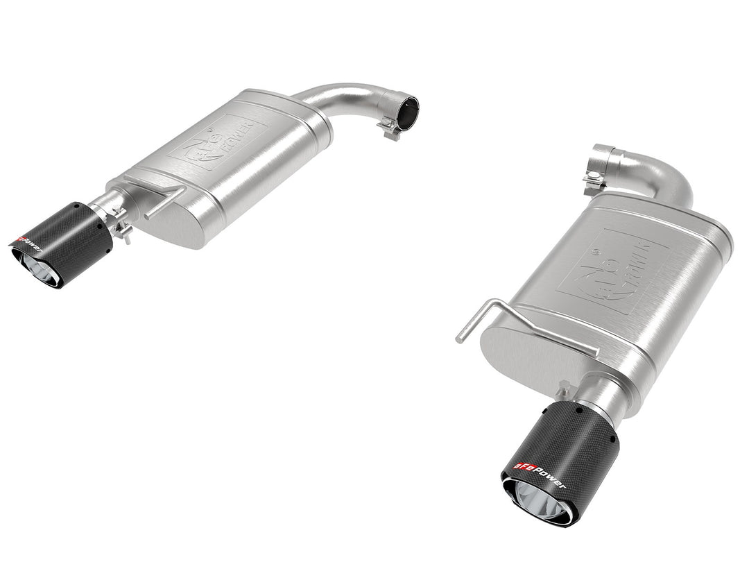 aFe MACH Force Xp SS Axle Back Exhaust System w/ Carbon Fiber Tips 15-17 Ford Mustang GT V8-5.0L