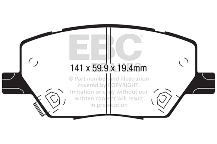 EBC 2015+ Fiat 500X 1.4L Turbo Greenstuff Front Brake Pads