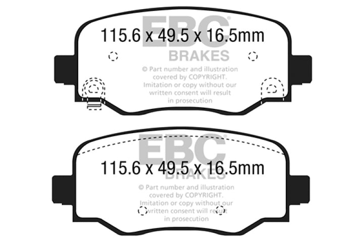 EBC 15+ Fiat 500X 1.4 Turbo Greenstuff Rear Brake Pads