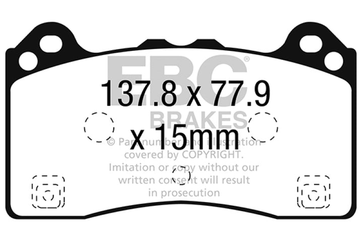 EBC 16-18 Ford Focus RS Redstuff Ceramic Low Dust Front Brake Pads