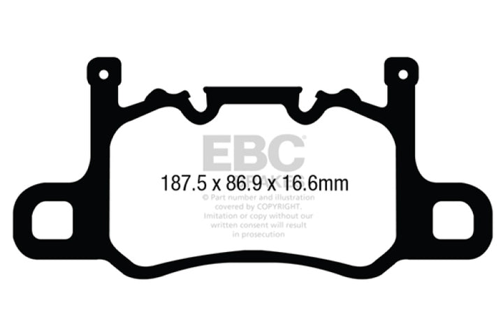 EBC 13-15 Porsche 911 (991) (Cast Iron Rotor only) 3.8 GT3 Yellowstuff Rear Brake Pads