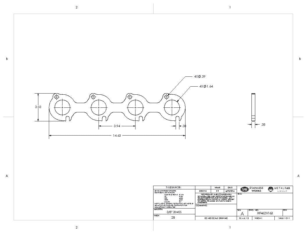 Stainless Works Small Block Ford 4.6L 2V Round Port Header 304SS Exhaust Flanges 1-5/8in Primaries