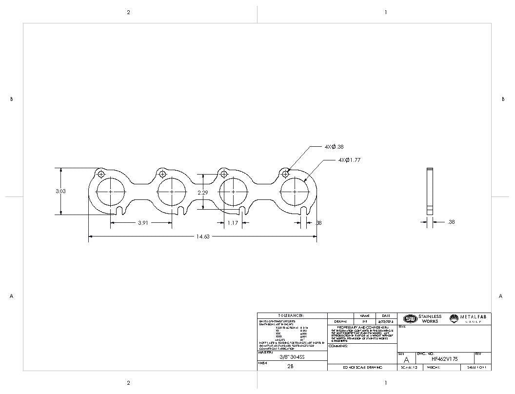Stainless Works Small Block Ford 4.6L 2V Round Port Header 304SS Exhaust Flanges 1-3/4in Primaries