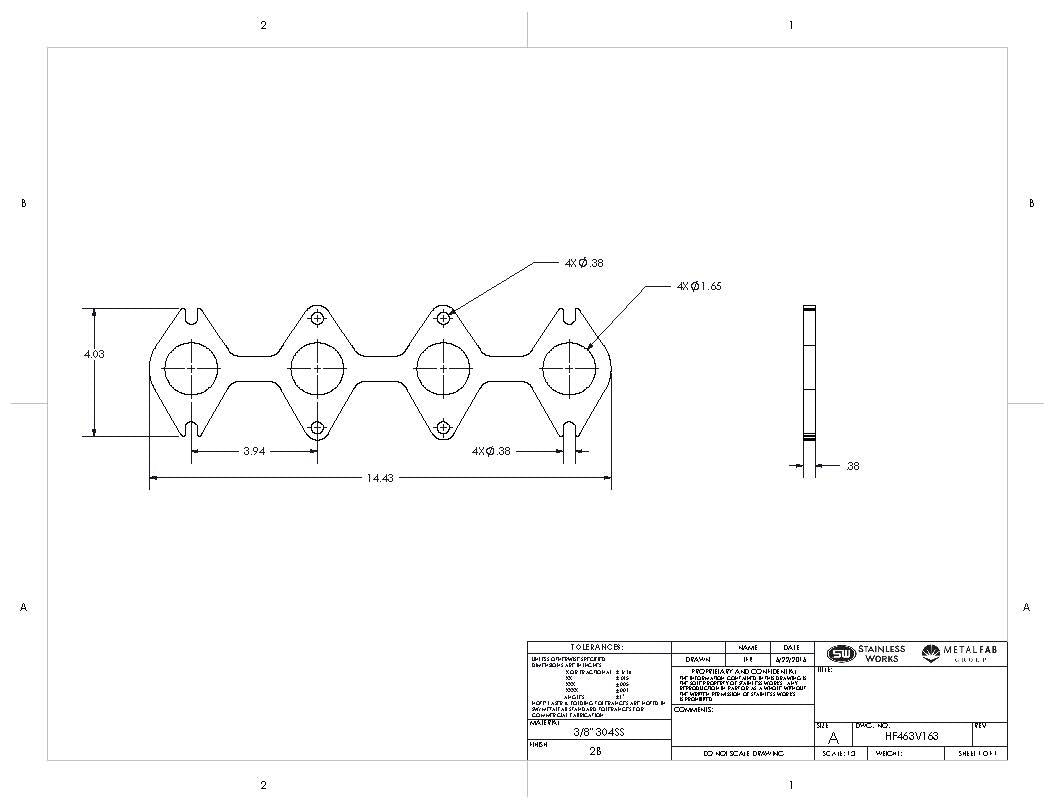 Stainless Works Small Block Ford 4.6L 3V Round Port Header 304SS Exhaust Flanges 1-5/8in Primaries