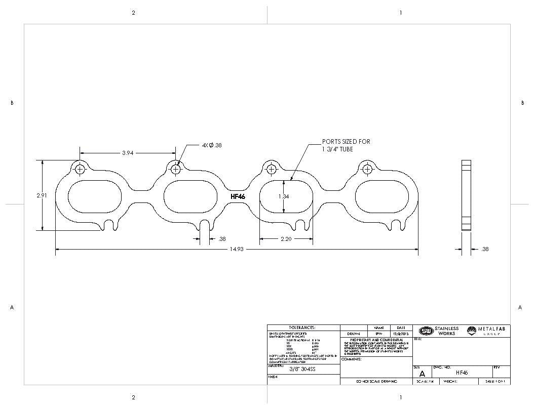 Stainless Works 03-04 Ford Cobra 4.6L 32V Wide Oval Header 304SS Exhaust Flanges 1-3/4in Primaries