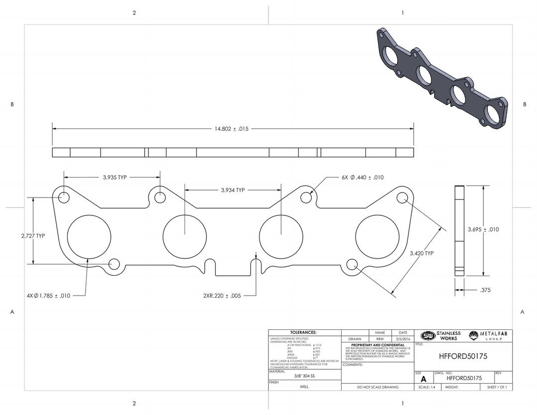 Stainless Works Muscle Car & Truck Coyote 5.0L Header Flange