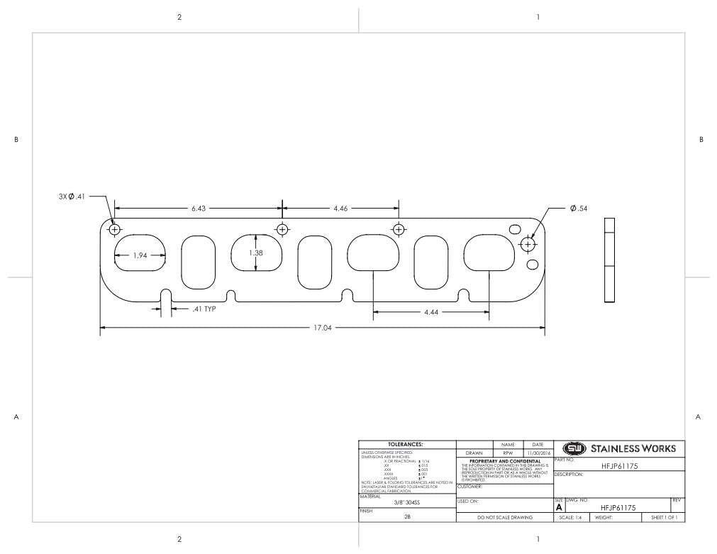 Stainless Works Hemi 5.7L/6.1L/6.4L D-Port Shaped Header 304SS Exhaust Flanges 1-3/4in Primaries
