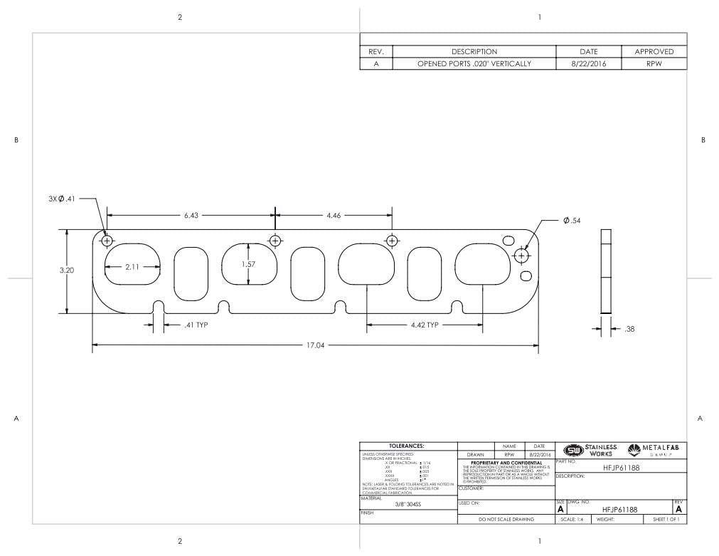 Stainless Works Hemi 5.7L/6.1L/6.4L D-Port Shaped Header 304SS Exhaust Flanges 1-7/8in Primaries
