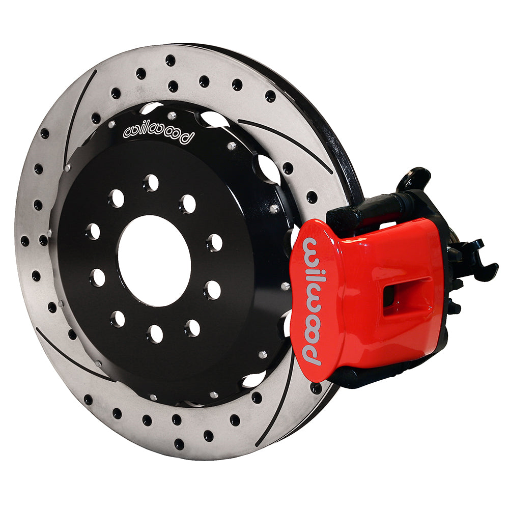 Wilwood Combination Parking Brake Rear Kit 12.88in Drilled Red 2005-2014 Mustang