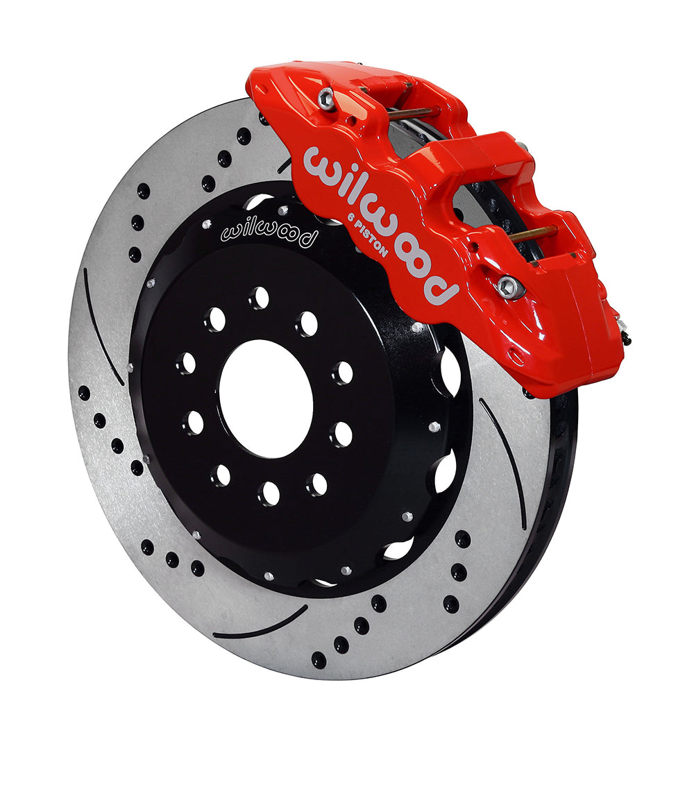 Wilwood AERO6 Front Hat Kit 14.00 Drilled Red 2005-2014 Mustang
