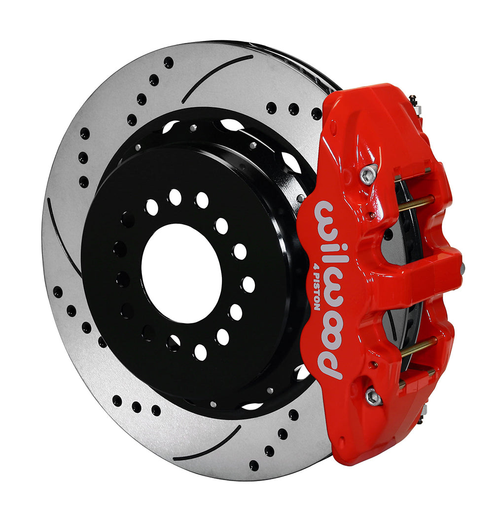 Wilwood AERO4 Rear P-Brake Kit 14.00in Drill Red 2005-2014 Mustang