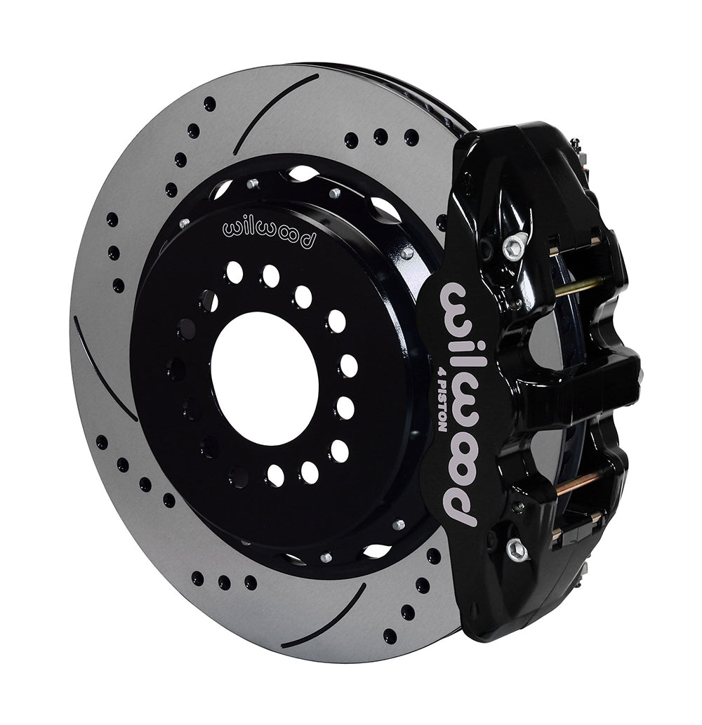 Wilwood AERO4 Rear Kit 14.00 Drilled 2005-2014 Mustang w/ BMR Suspn. w/Lines