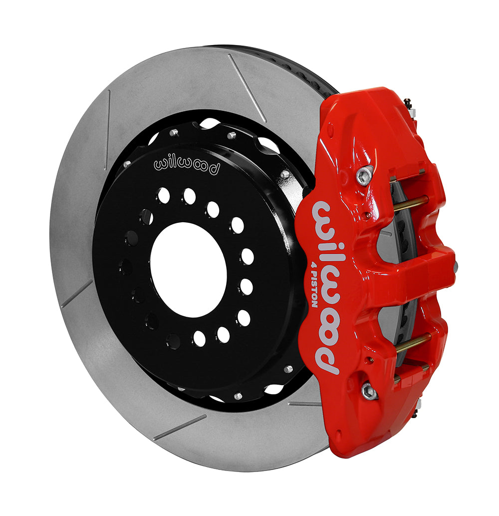 Wilwood AERO4 Rear Kit 14.00 Red 2005-2014 Mustang w/ BMR Suspn. w/Lines