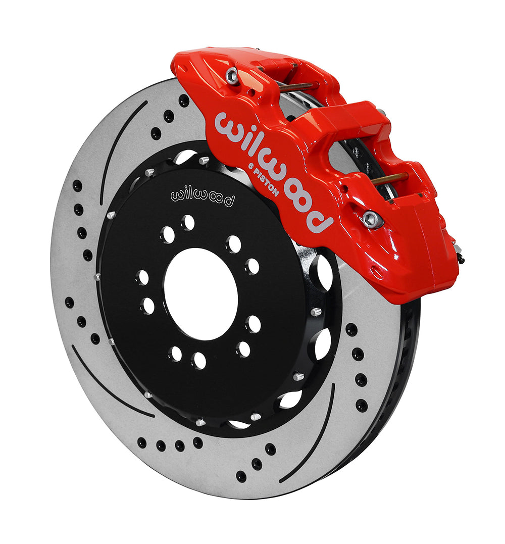 Wilwood AERO6 Front Hat Kit 14.25 Drilled Red 2014-Up Corvette C7 w/Lines