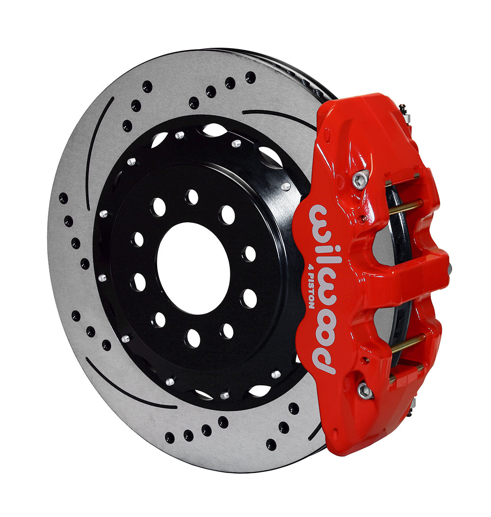 Wilwood AERO4 Rear Kit 14.25in Drilled Red 2014-Up Corvette C7 w/Lines