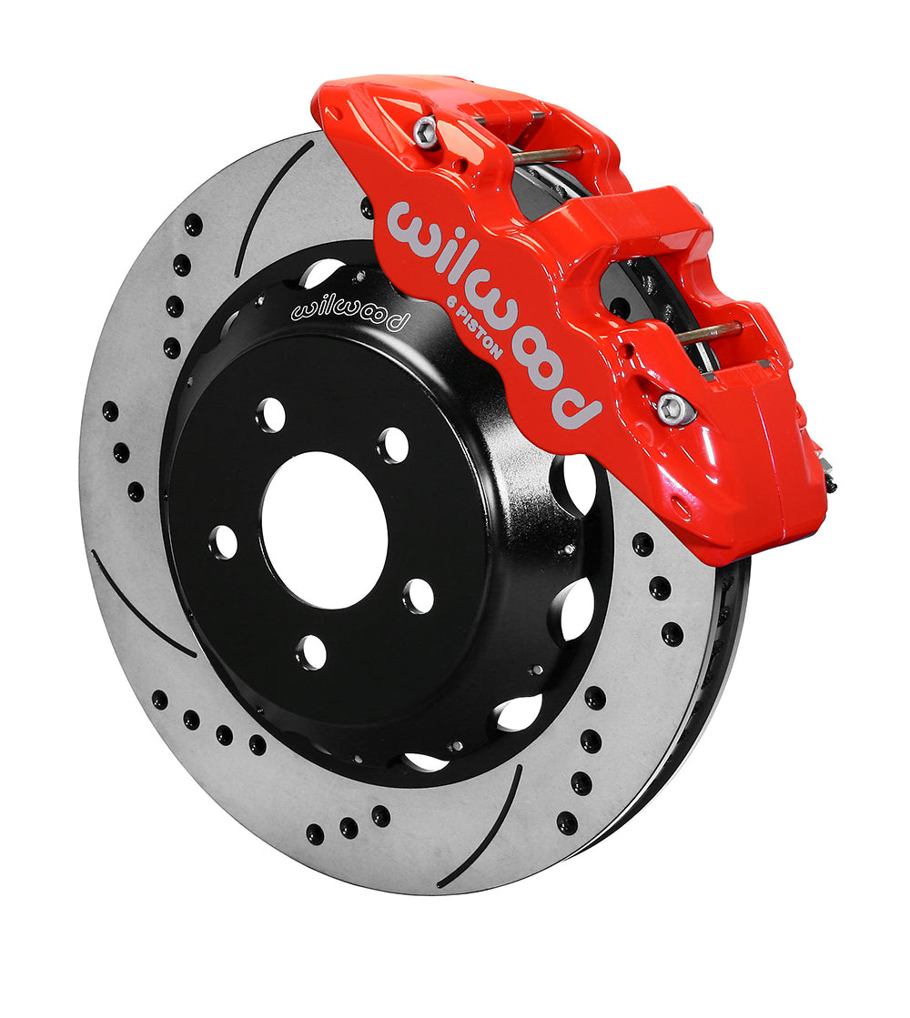 Wilwood AERO6 Front Hat Kit 14.00 Drilled Red 15-23 Mustang w/Lines