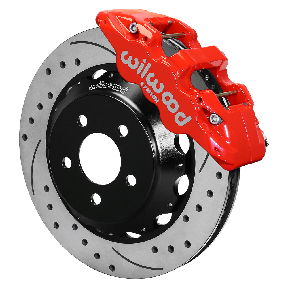 Wilwood AERO6 Front Hat Kit 15.00 Drilled Red 15-23 Mustang w/Lines