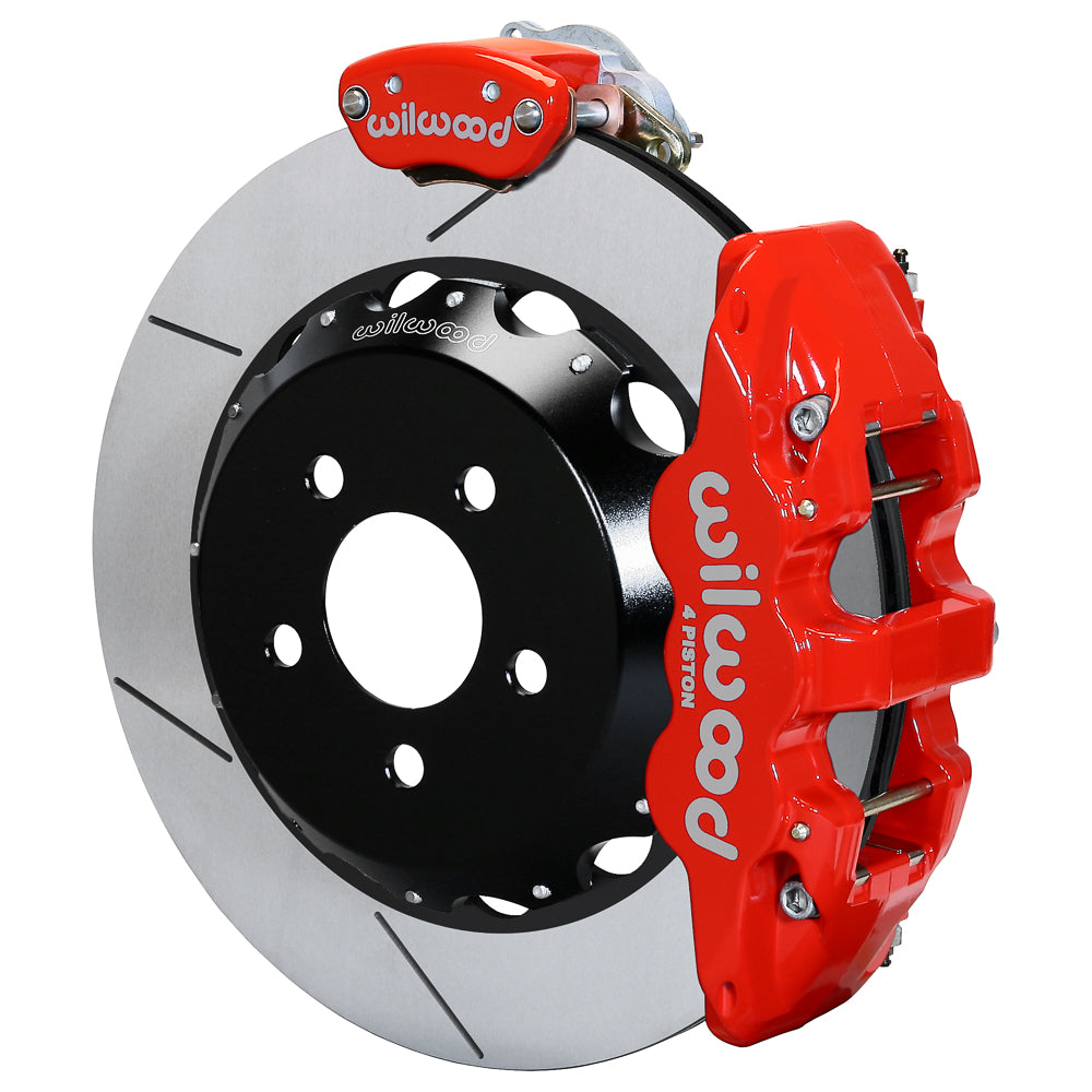 Wilwood AERO4 / MC4 Rear Kit 14.00 Red 15-23 Mustang w/Lines & Cables