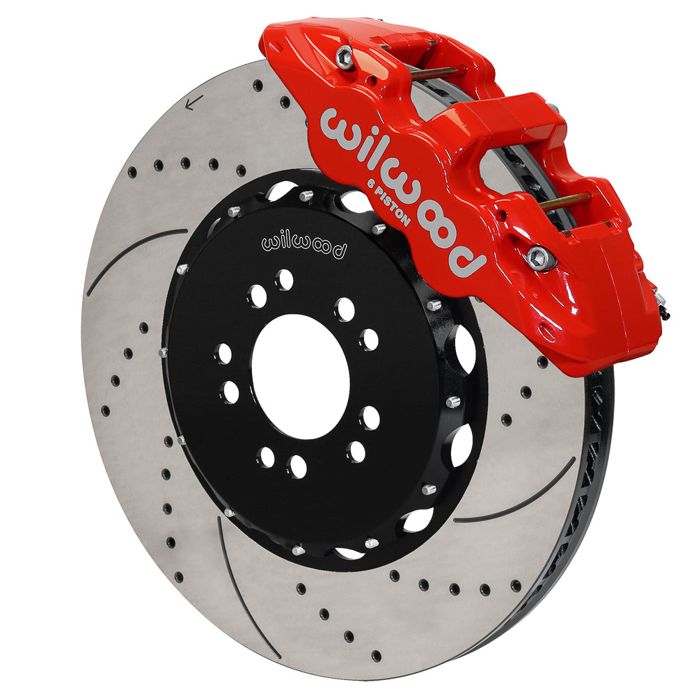 Wilwood AERO6 Front Hat Kit 15.00 Drilled Red 2014-up Corvette C7 w/Lines