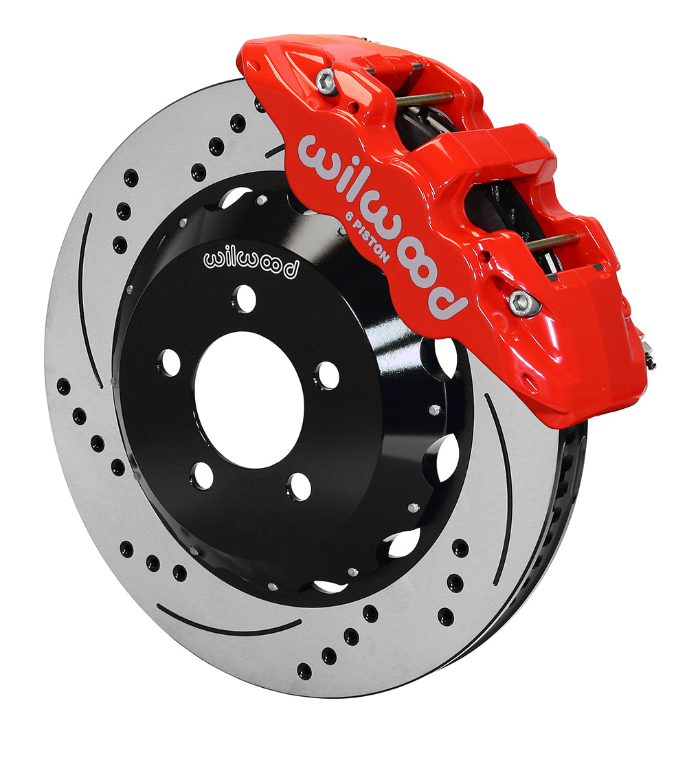 Wilwood AERO6 Front Hat Kit 14.25 Drilled Red 2014-Up Challenger w/Lines