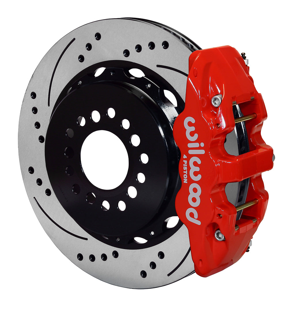 Wilwood AERO4 Rear Kit 14.25in Drilled Red 2014-Up Challenger w/Lines