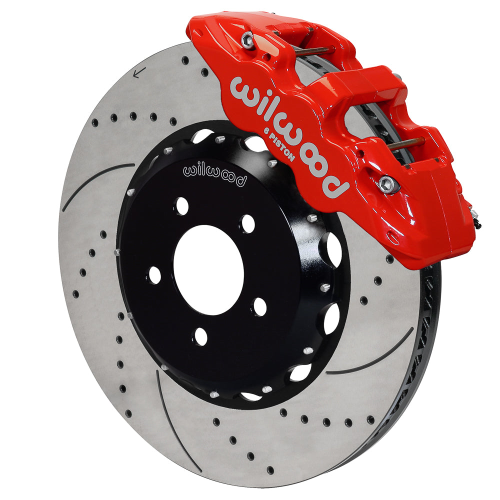 Wilwood AERO6 Front Hat Kit 15.00 Drilled Red 2016-Up Camaro w/Lines