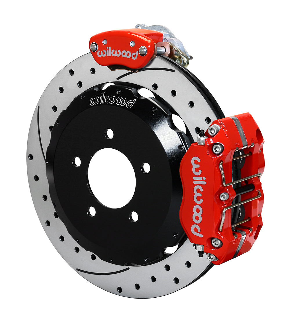 Wilwood Dynapro Radial / MC4 Rear Kit 12.88 Drilled & Slotted Red 2015 Ford Mustang w/Lines