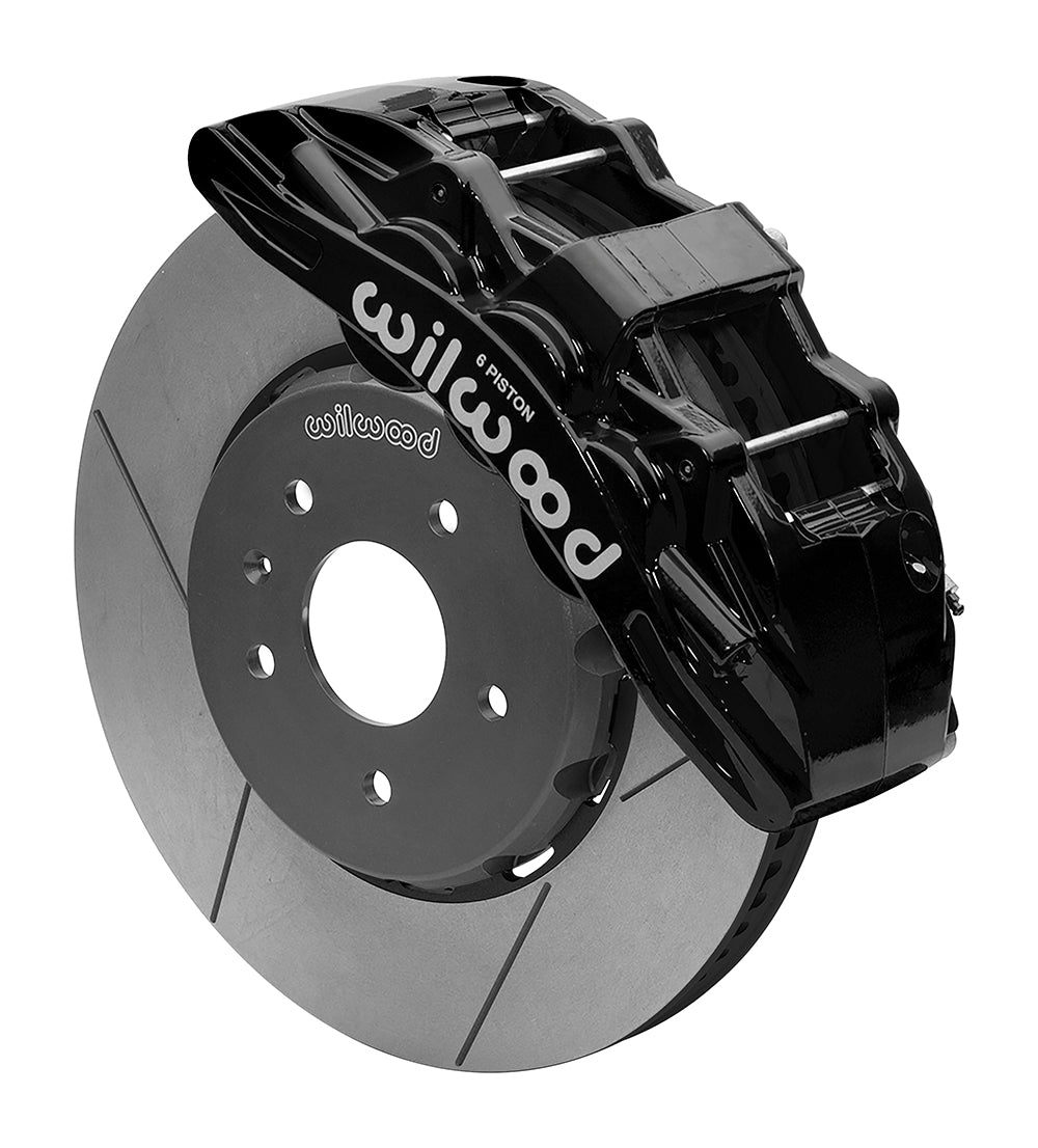 Wilwood 14-19 Chevrolet Corvette SX6R Front Brake Kit 14in SRP Slotted/Drilled Black - w/ Lines