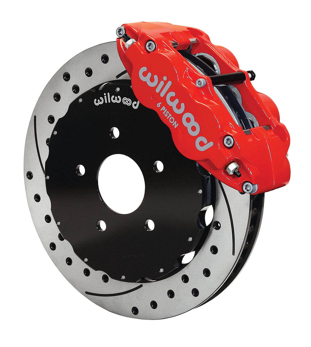 Wilwood Narrow Superlite 6R Front Hat Kit 14.00in Drill Red Corvette C6