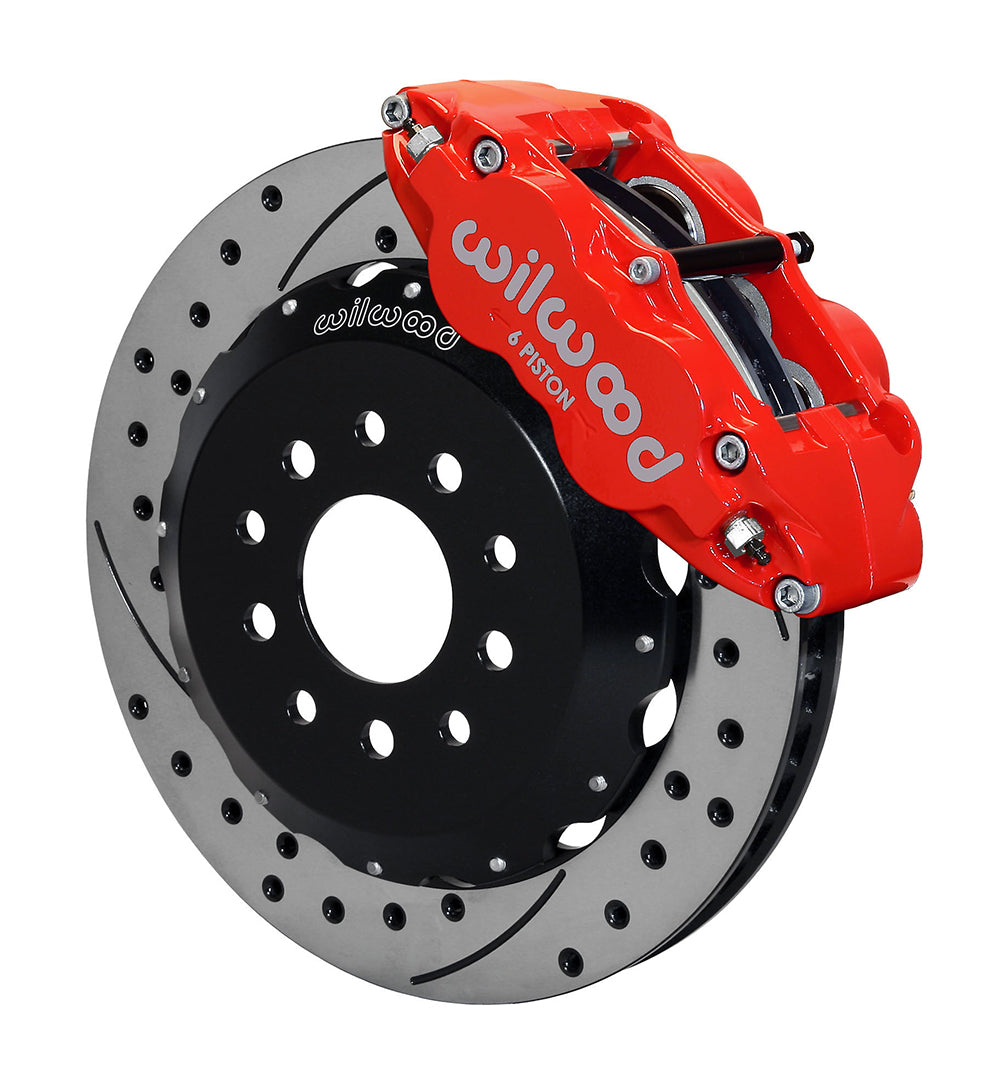 Wilwood Narrow Superlite 6R Front Hat Kit 14.00in Drill Red Mustang