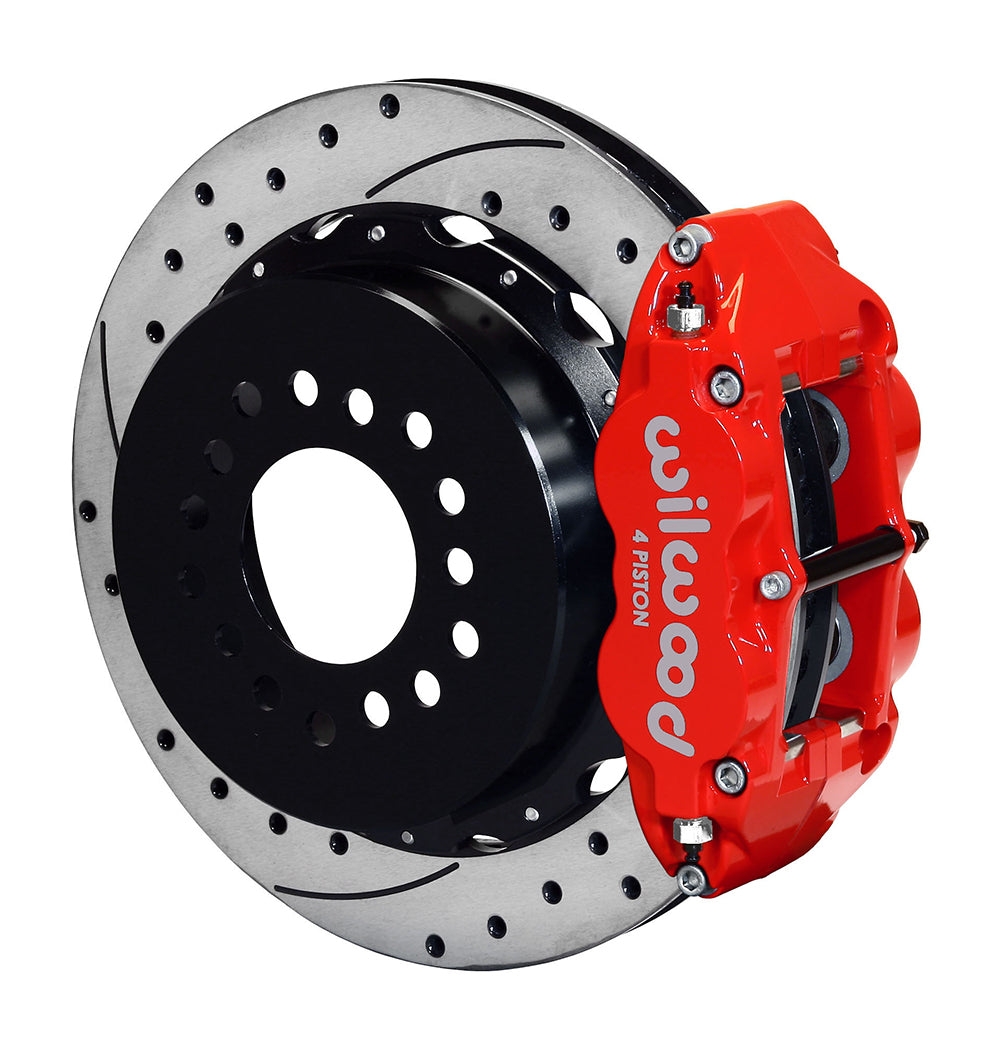 Wilwood Narrow Superlite 4R Rear P-Brk Kit 12.88in Drill Red Mustang