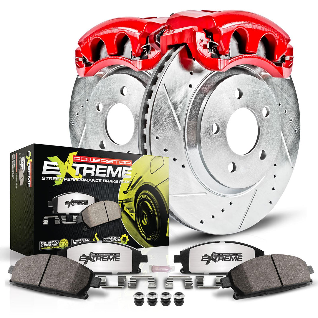 Power Stop 99-02 Ford Mustang Front Z26 Street Warrior Brake Kit w/Calipers